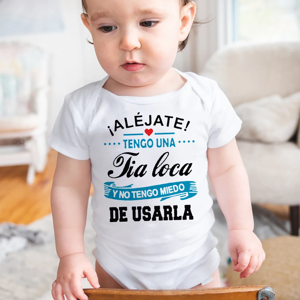 

Stay Away I Have A Crazy Aunt I'm Not Afraid To Use Her Baby Romper Funny Infant Bodysuit Newborn Short Sleeve Jumpsuit Outfits