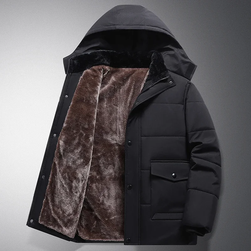 Plus Size 6XL 7XL 8XL Thicken Warm Winter Jacket Men Streetwear Business Middle aged Removed Hoodies Parkas Coats Male Clothing