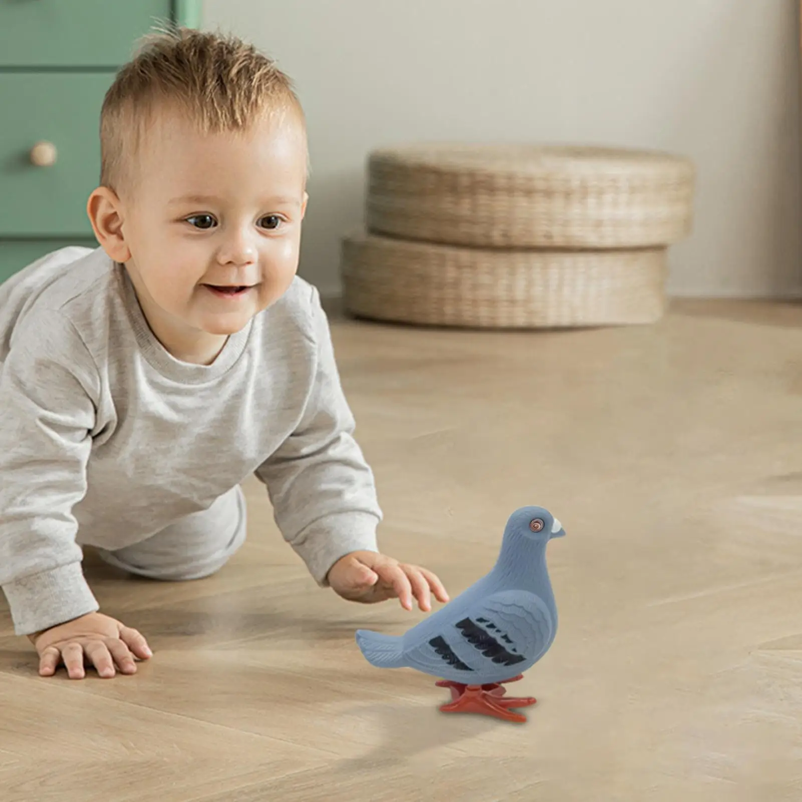1PC Adult Clockwork Toy Jumping Pigeon Simulation Animal Cute Winding Will Jump Toys 50-100 Years Old Gift