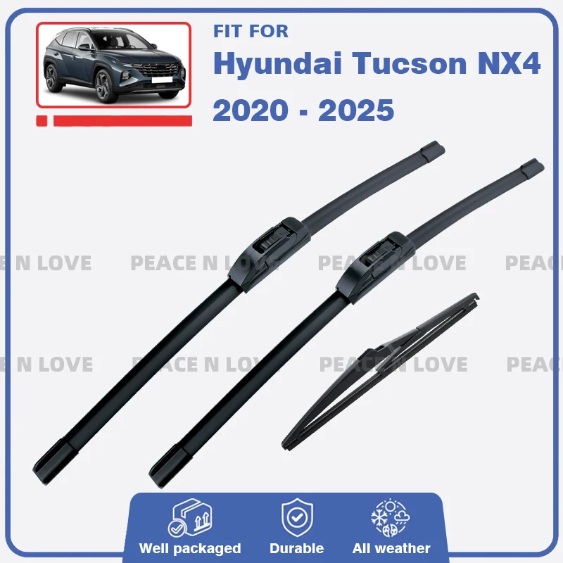 

For Hyundai Tucson NX4 2020 - 2025 Car Front Rear Wiper Blades 3PC Windshield Windscreen Window Brushes Car Cleaning Accessories