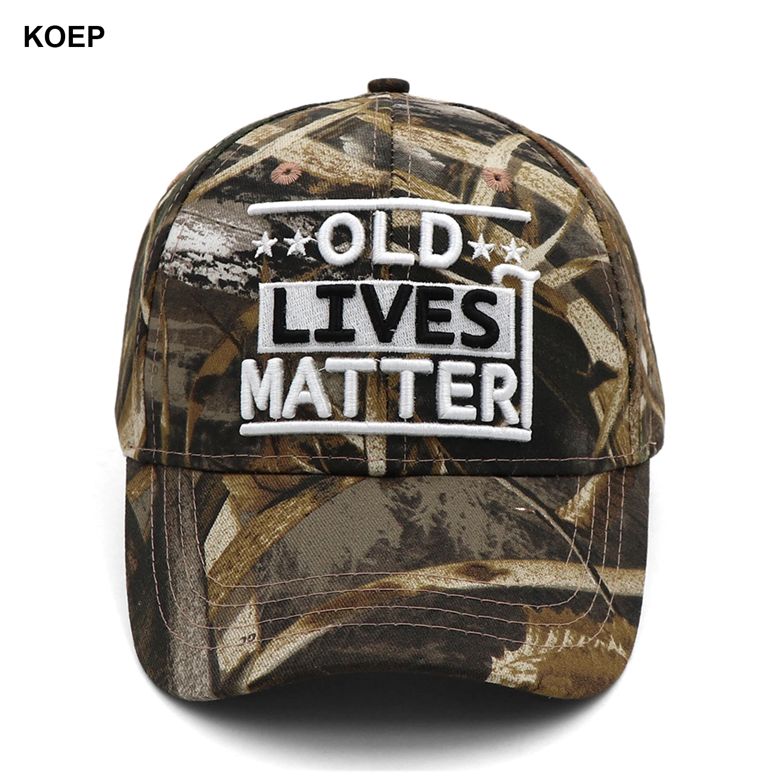 KOEP OLD LIVES MATTER CAMO Baseball Caps Fishing Hiking Cap 3D Embroidery Outdoor Sports Snapback Hats