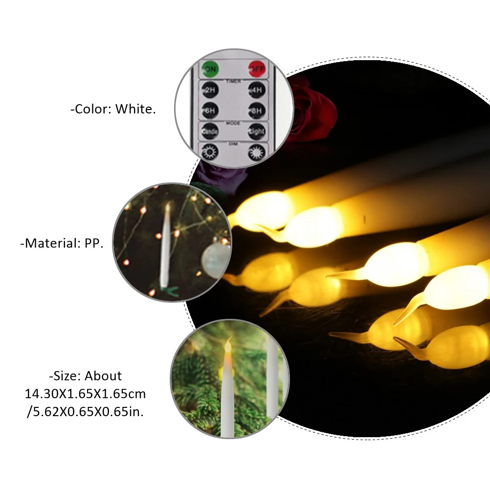 10 قطعة Led مصباح عديمة اللهب الأبيض ضوء طويل لعيد الميلاد ديكور حفلات الزفاف عيد ميلاد هالوين ديكور المنزل #6