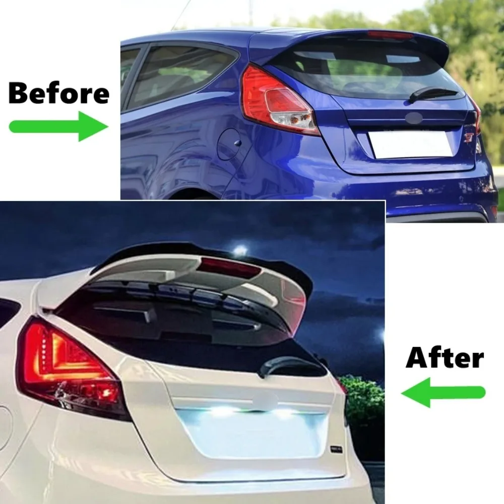 Rear Roof Trunk Spoiler Rear Wing Lip Trim Sticker Styling Body Kit For Ford Fiesta ST-Line MK6 MK6.5 2008-2017