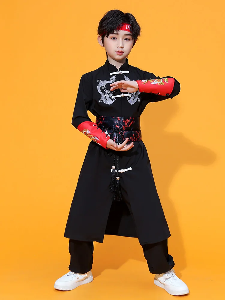 Jazz Dance Boys and Girls Chinese Style Performance Hip Hop Martial Arts National Fashion Suit Snow Longyin