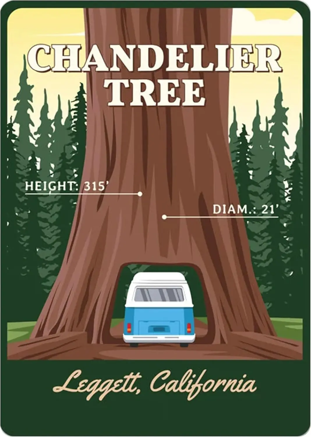 Chandelier Tree Sign Drive-Thru Tree Park Leggett California Travel Destination Road Trip Attraction Home Wall Decor - Meta sign
