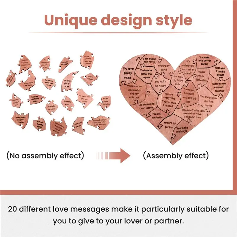 

ABXE-Valentines Day Heart Shape Puzzles,20 Reasons Why I Love You,Wooden Puzzle Gift,Heart Shaped Engraved Love Gift For Her