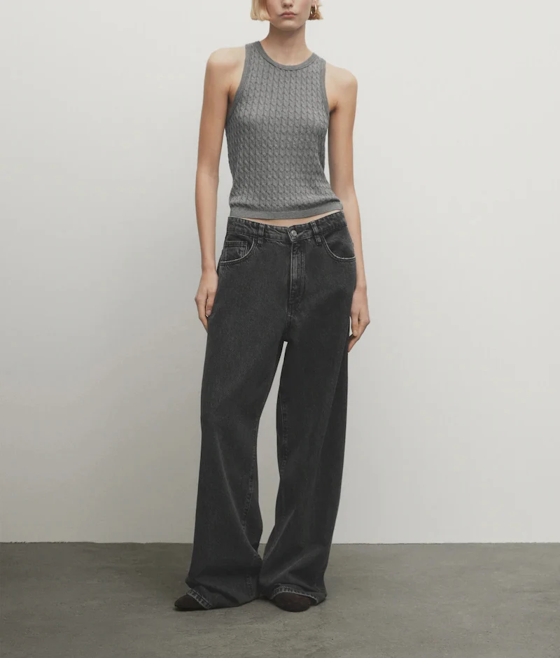 Trendy MD Women's Gray Knitted Twist Vest Sleeveless Basic Style Workwear Tank Top Commute Style Polyester Fiber 2024 Spring
