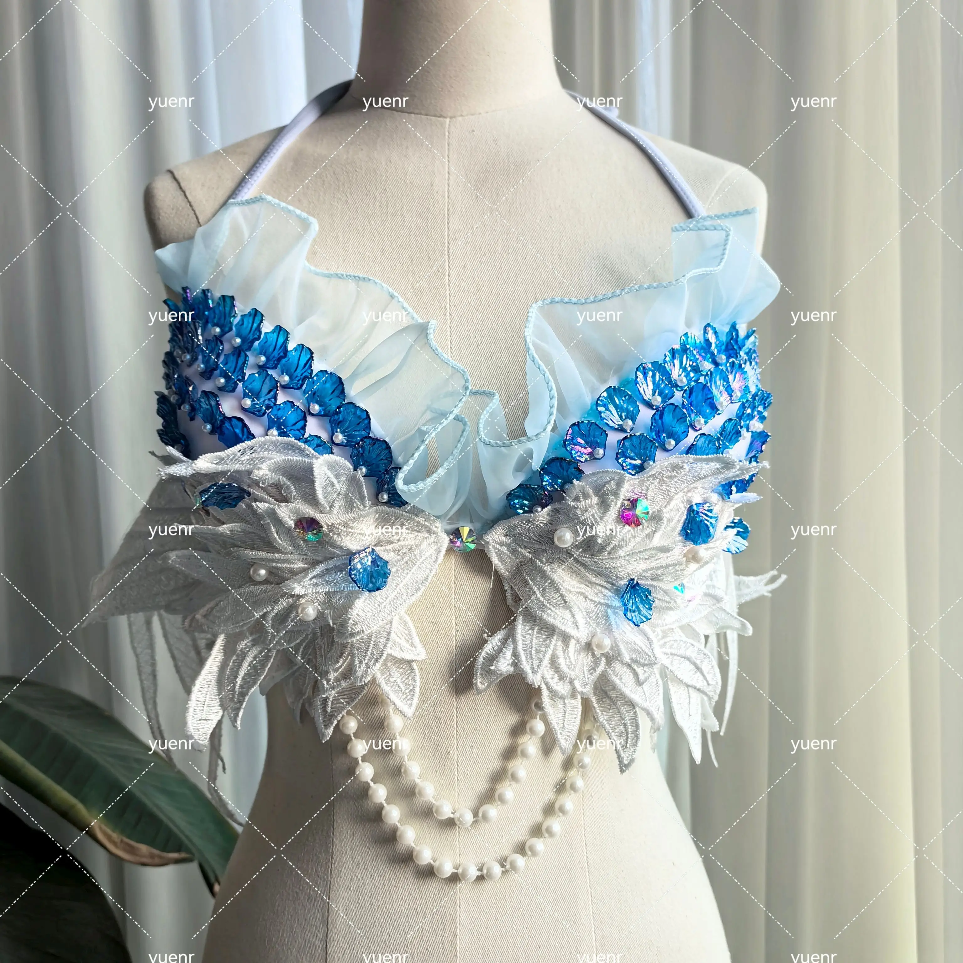 

New Handmade Mermaid Corset Shell Sequins Oceanarium Performance Bikini Swimsuit Diving Shooting Role-Play Bra