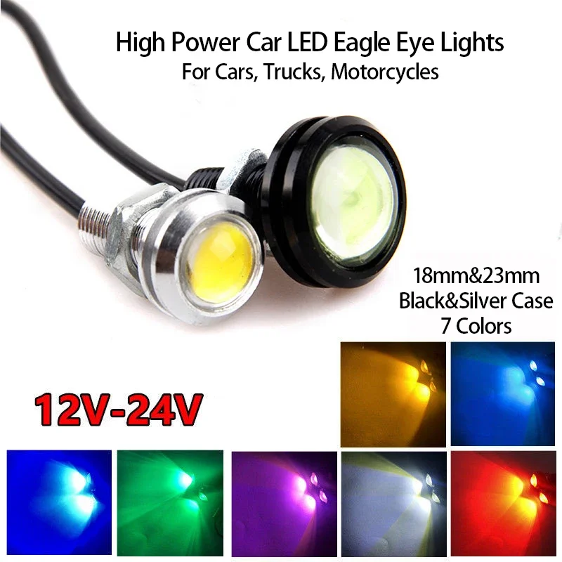 AEING 1*18MM/23mm 12V/24V Car Styling Waterproof White Eagle Eye LED Daytime Running Light DRL Backup Reverse Parking Lamp