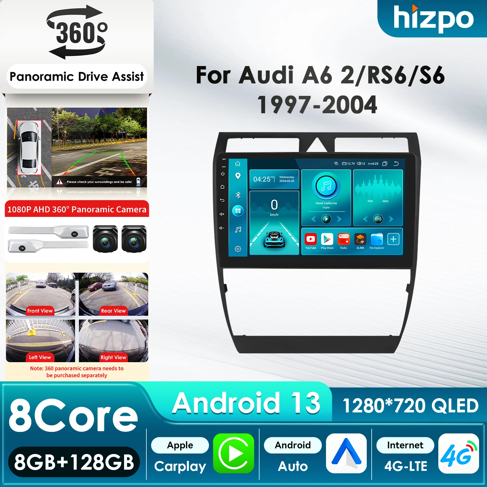 

9 дюймов 7862 Интеллектуальный экран 2din Android Автомобильный радиоприемник Мультимедийный видеоплеер для Audi A6 C5 1997-2004 S6 RS6 GPS Carplay Auto RDS