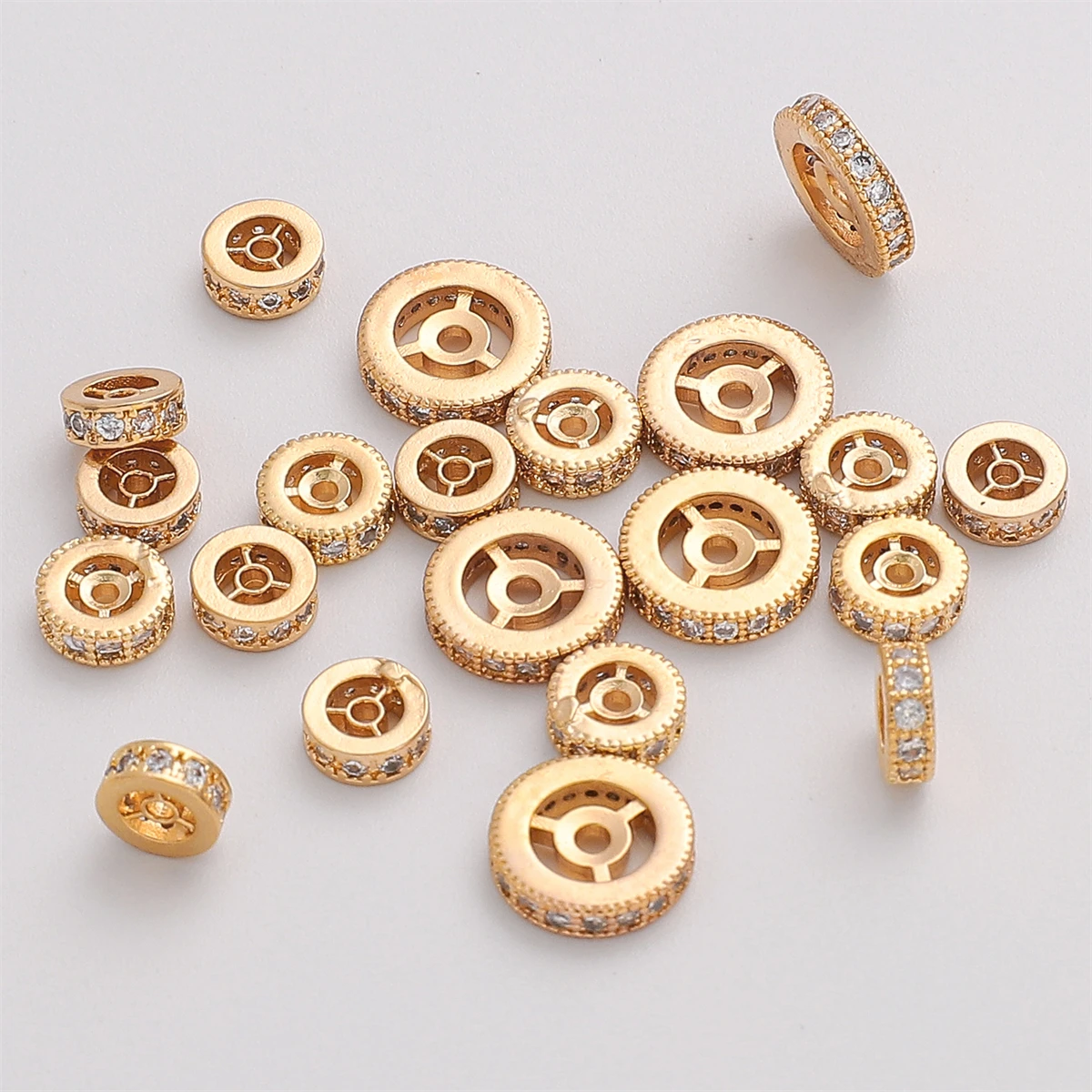 1Pcs 6/7/10mm High Quality 14K Gold Plated Brass with Zircon Stone Interval Beads Charm For Bracelet Necklace Jewelry Making