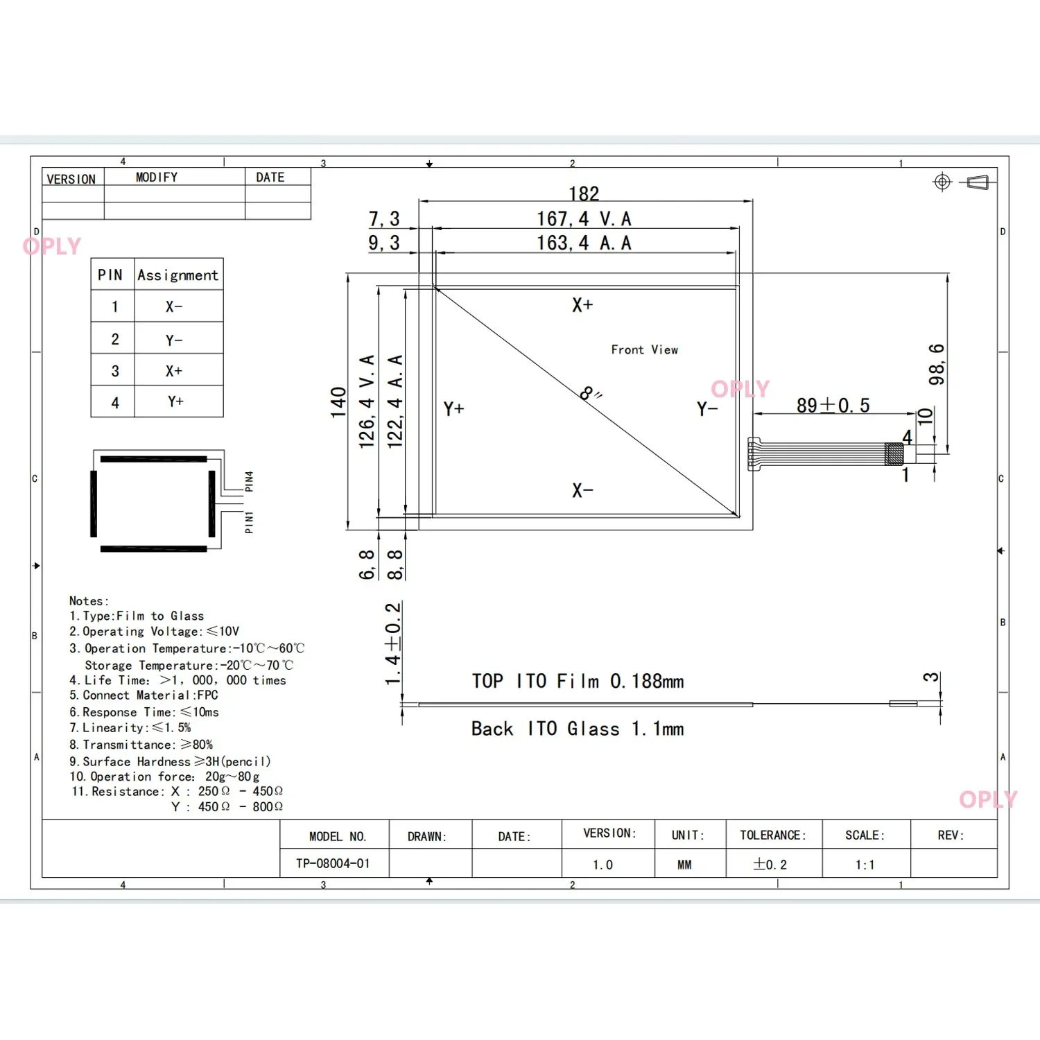 4 Wire 182X140MM 8 inch 8