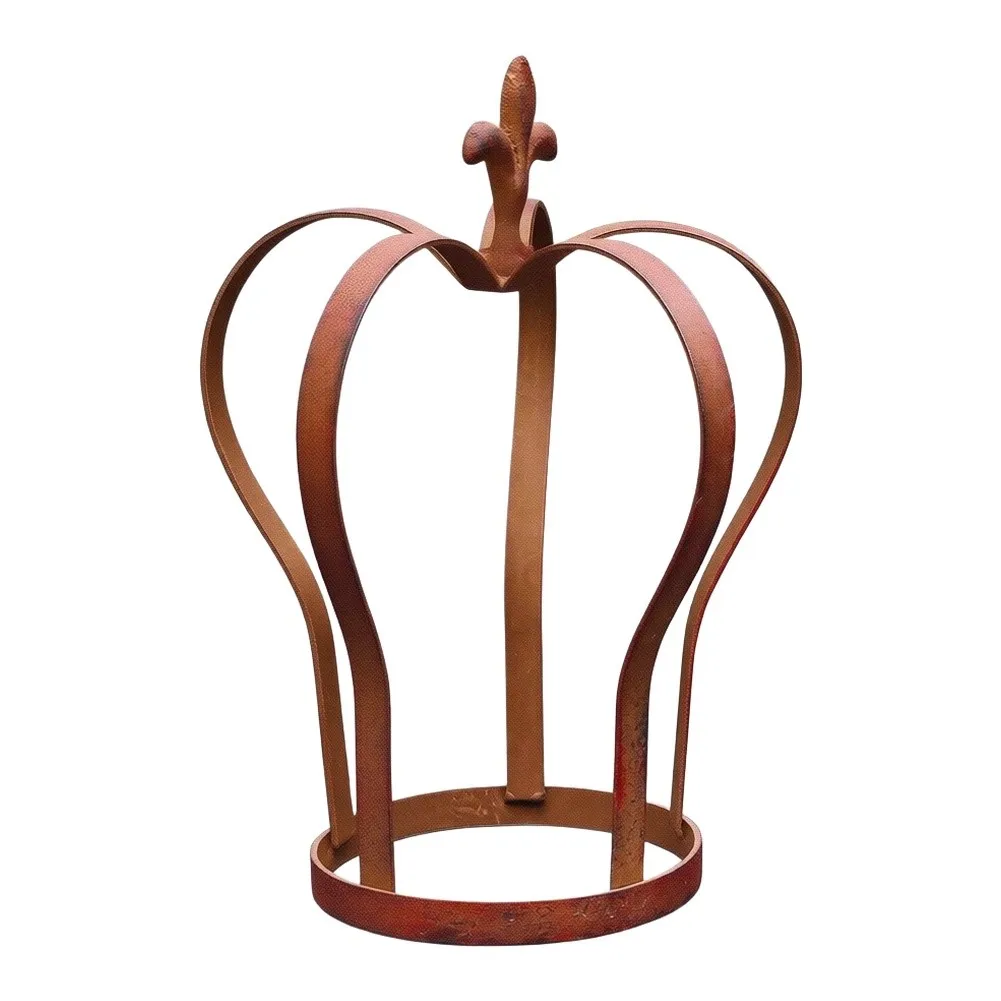 Decorative Flower Pot Rack Outdoor Plant Stand Height About 30 Cm Rustic Crown Plant Stand Iron Construction Compact Footprint