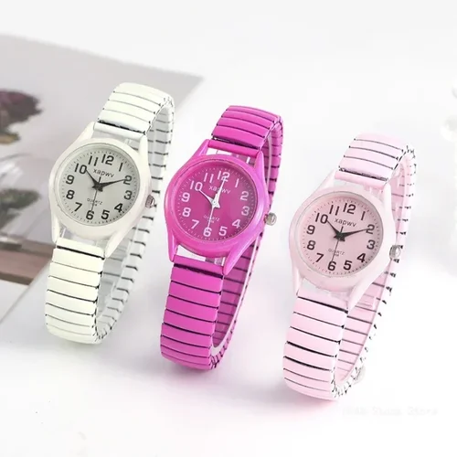 Nuevos relojes de moda para mujer, reloj con banda elástica de acero inoxidable, negro, blanco, dorado y rosa, reloj de pulsera Retro para mujer