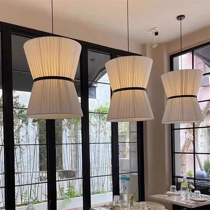 Folie pendant lamp for dining room fabric hanging lamp white pleated Restaurant Lamps Japanese Cafe bar table Decorative Lamp