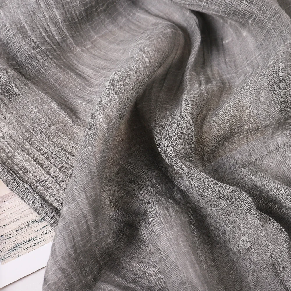 VREOVOR Spring and Summer New Solid Color Yarn Cotton and Linen Scarf Tassel Artistic Shawl Print Versatile Cotton and Linen