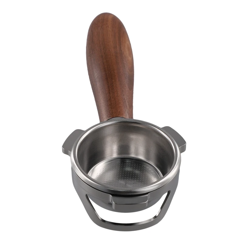 ABRE-Bottomless Portafilter 54Mm With Hollow-Carved For Breville Barista Series/Bambino Plus/Infuser Walnut Handle