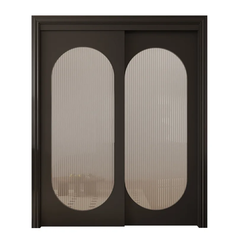 Wooden door opposite study double door French light luxury double  living room kitchen sliding bathroom door
