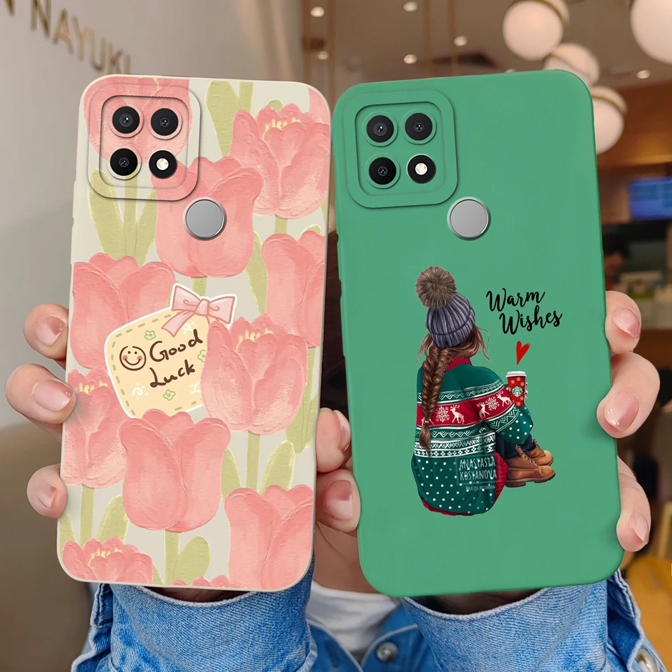 For OPPO A15 A15s A35 Case Pretty Butterfly Flower Cartoon Ultrathin Pattern Liquid Silicone Shell For OPPOA 15 A 15s A 35 Funda