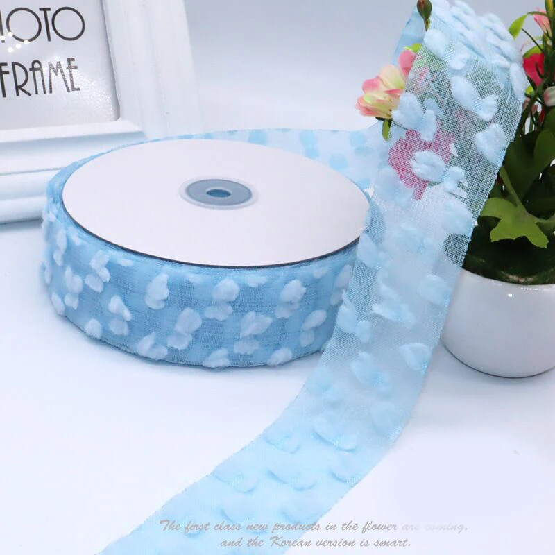 25 Yards 40MM Tulle Cloud Large Velvet Dots Ribbon DIY Handmade Materials Headdress Hair Bows Clothing Shoes Home Decoration