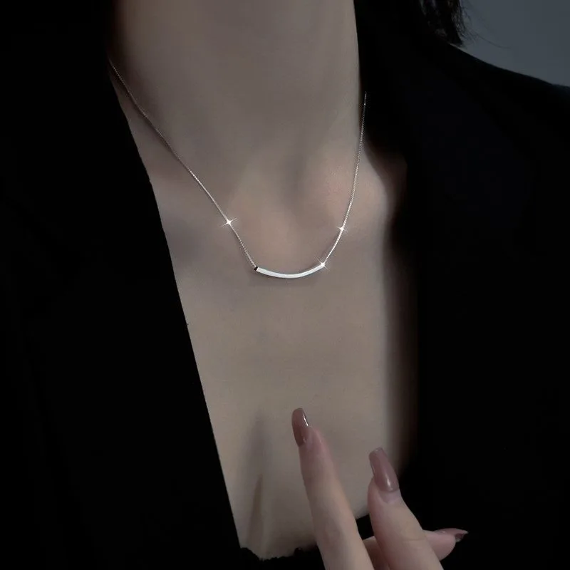 Silver for Women Smile Design Light Luxury Minimalist Elegant Ins Style New Trendy Clavicle Chain Versatile Summer Jewelry Gift