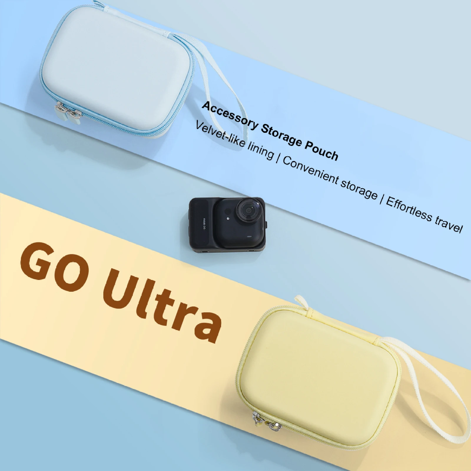 

Hard Shell PU Mini Bag for Insta360 Go Ultra Waterproof Protective Case Storage Case Blue Yellow