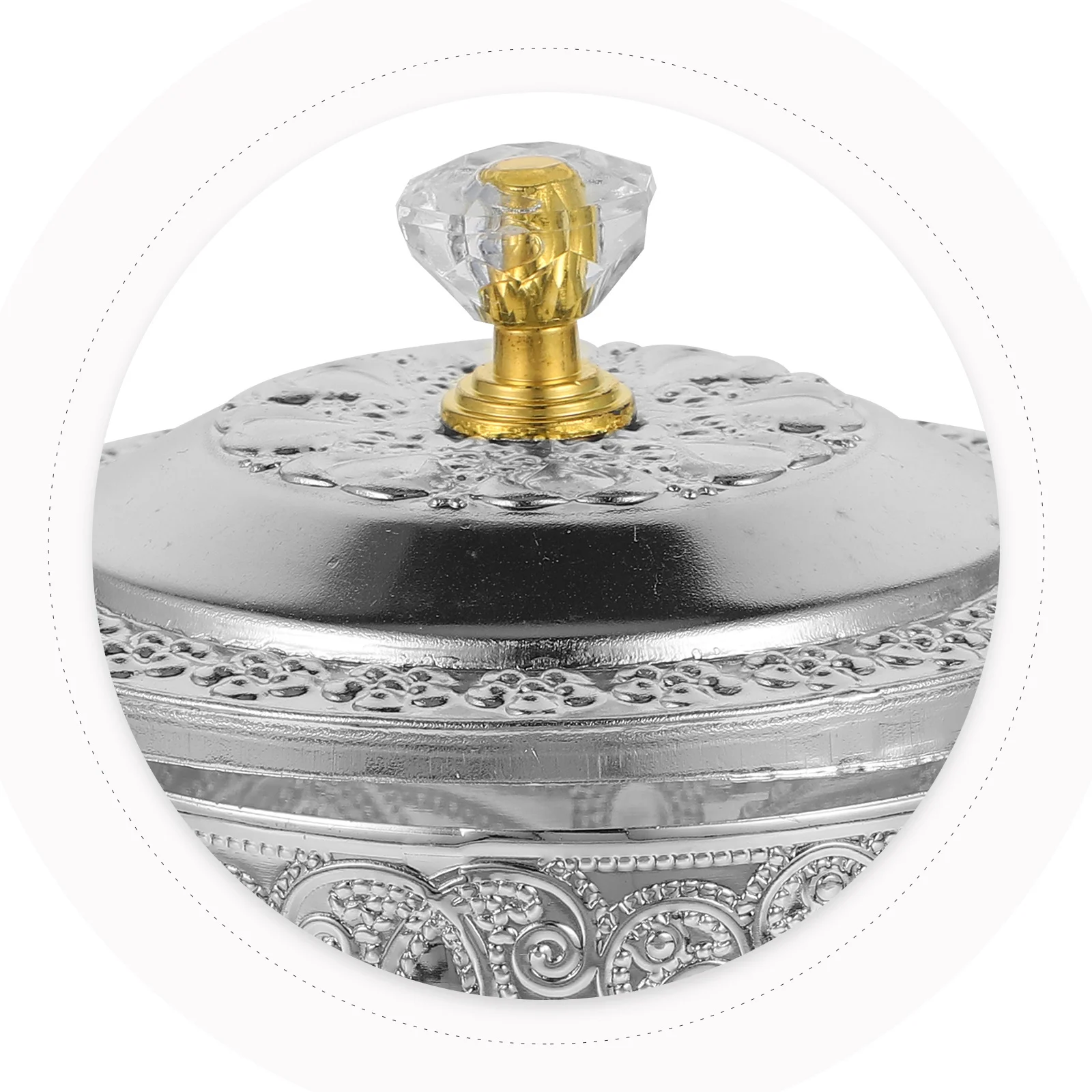 

Seasoning Jar European Style Classic Embossed Design Zinc Alloy Glass Multi-Function Condiment Pot for Home Kitchen