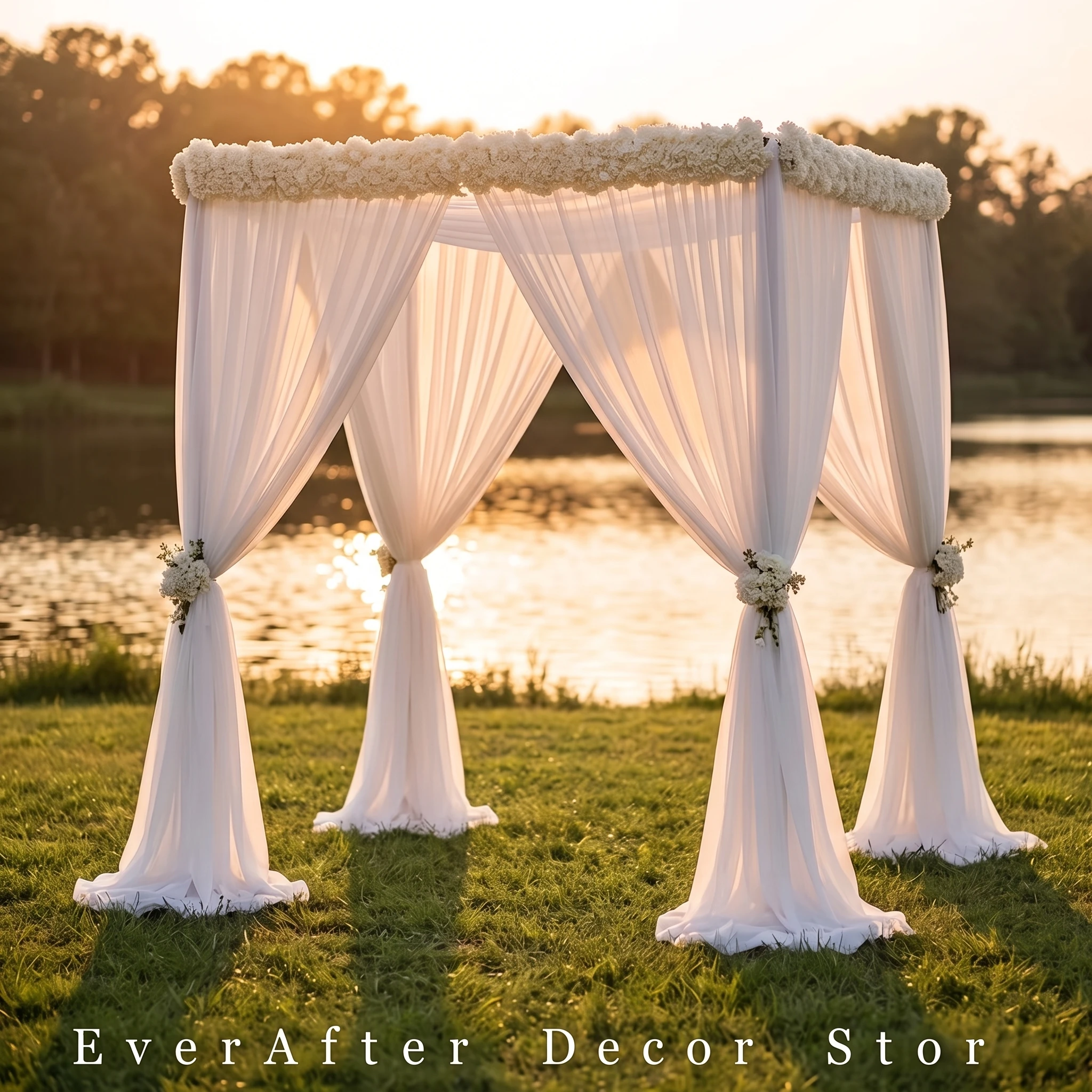 EternityFrames0 Adjustable Metal Square Canopy Stand Heavy Duty 4-Pillar Chuppah Wedding Backdrop Frame for Event Photo Booth