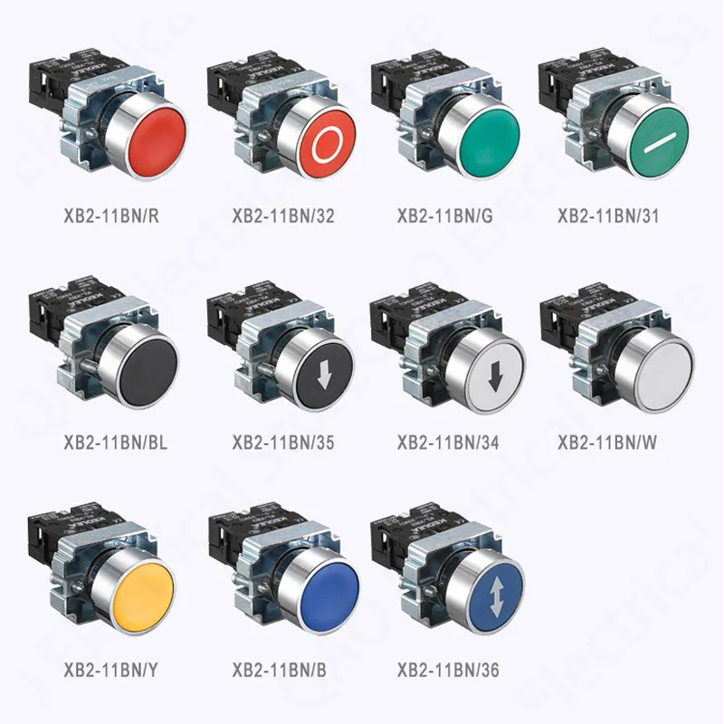 XB2 button switch power supply start stop self reset point move round flat head symbol switch 22mm