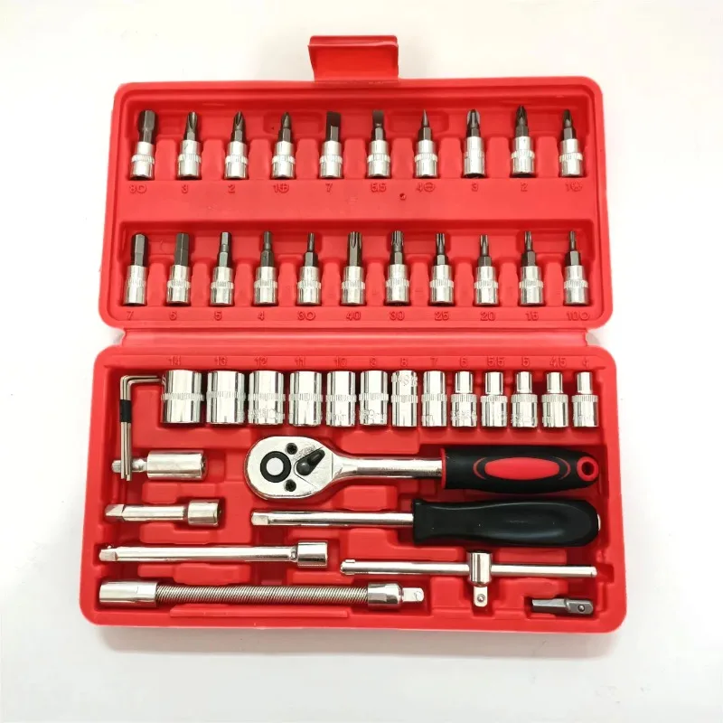 

SXLL 46 Carbon Steel Wrench Set Toolbox Off-Road Motorcycle Hand Tools Complete Set Multi-Tool Ratchet Sleeve Parts