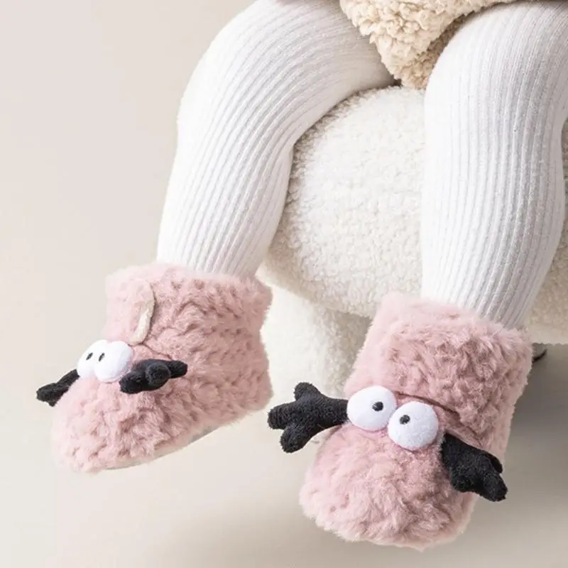 54DF أحذية أرضية مضادة للانزلاق أحذية دافئة للرضع مثالية لمغامرات المشي في الشتاء