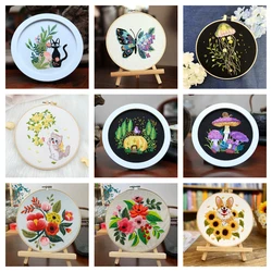Clean Sale!! DIY Embroidery Kit Cross Stitch Set for Beginner Flower Pattern Printed Sewing Art Craft Painting Home Decor Gift