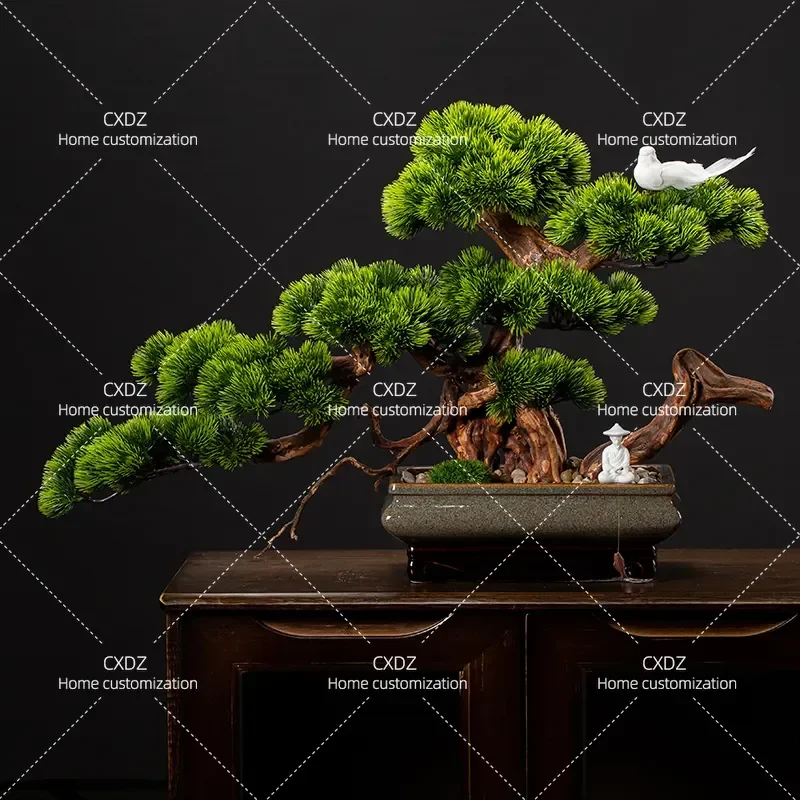 Simulation Welcome Pine Bonsai Entrance Ornament Home Decoration Indoor Desktop New Chinese Style Yabai Lohan Pine Ornament