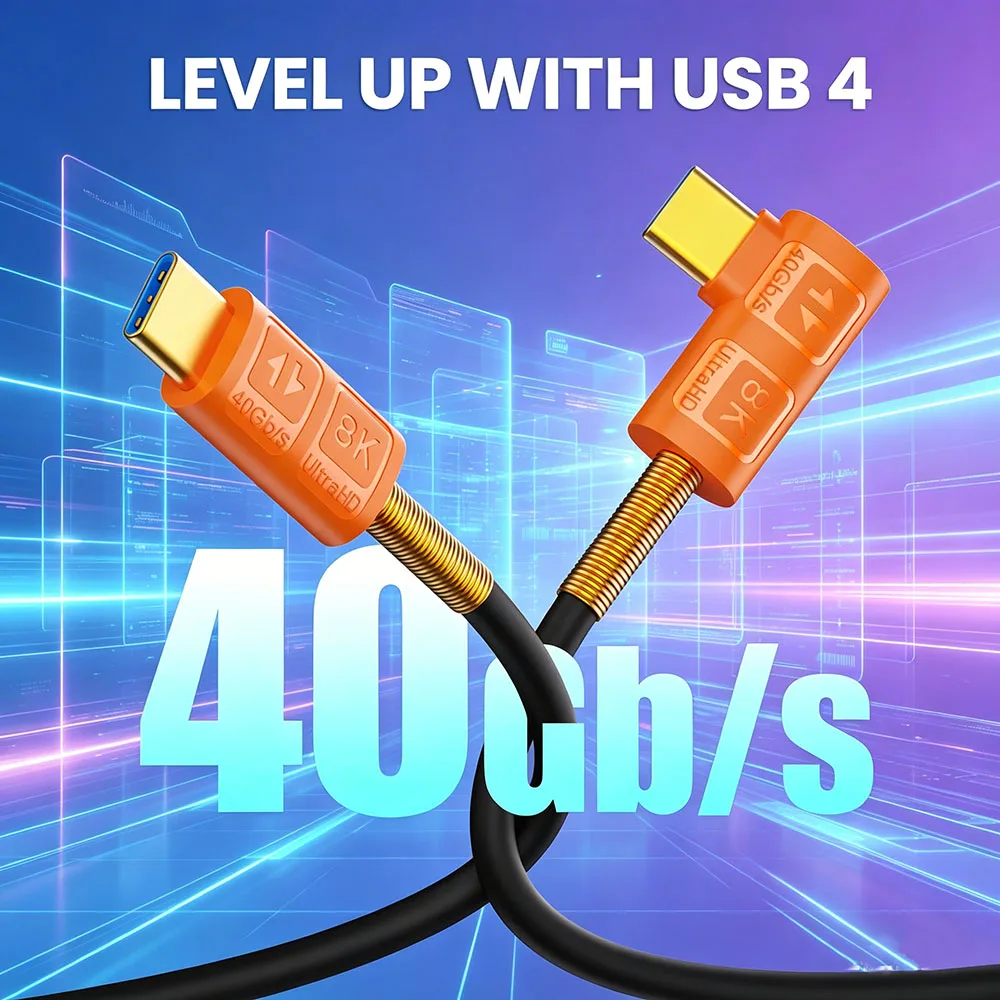 

120cm Type-C Male to Male USB4 Cable Soft Silicone 40Gbps Thunderbolt Compatible Fast Charging 8K DisplayPort PD 240W