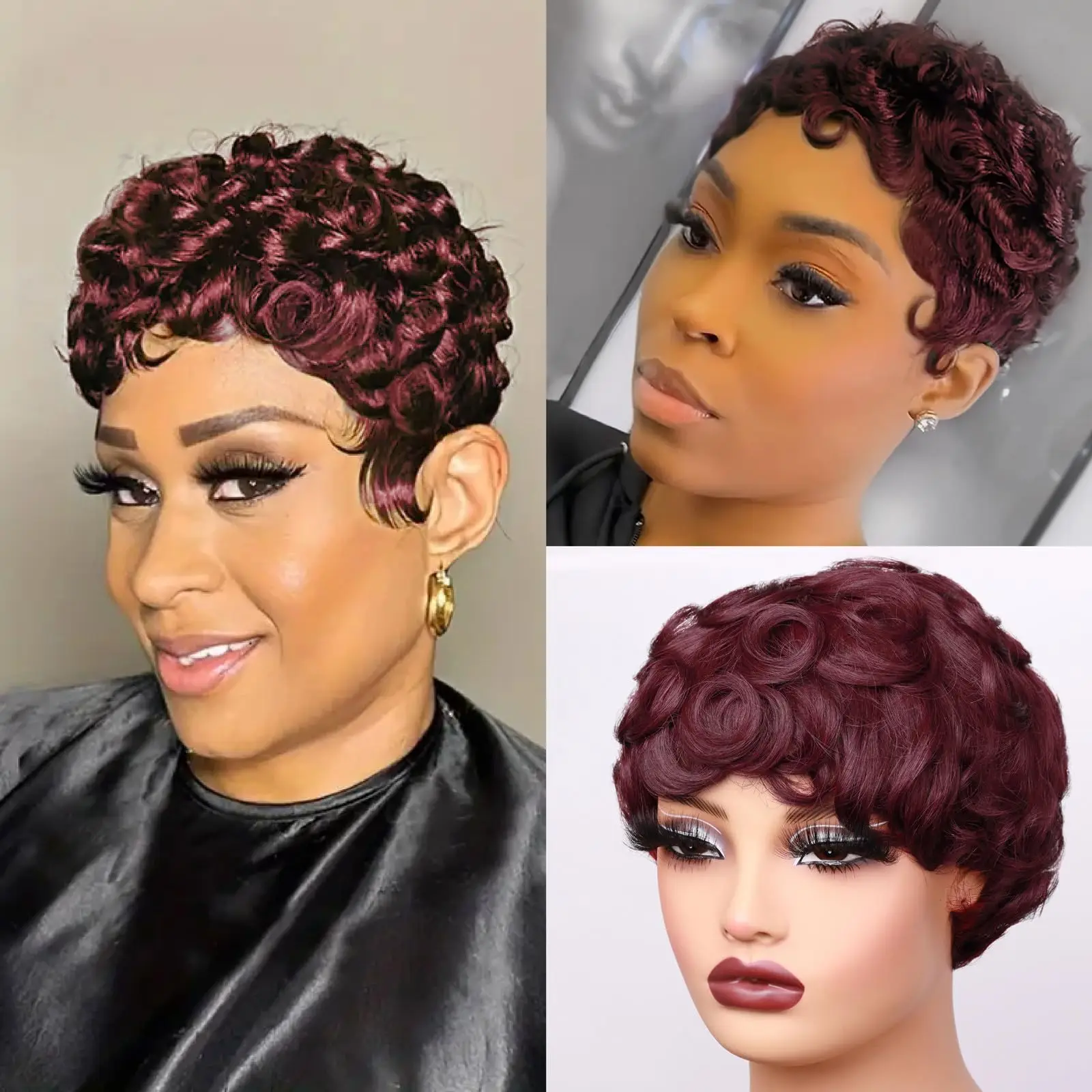 قصيرة مجعد عابث قطع الباروكات شعر الإنسان الباروكات رخيصة للبيع البرازيلي باروكة من شعر طبيعي آلة صنع مجعد عابث الباروكات للنساء #1