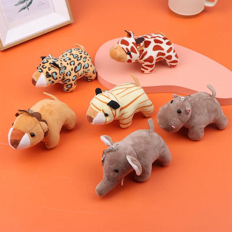 LLavero de animales del bosque Kawaii, elefante, hipopótamo, muñeco de peluche, juguetes de algodón suave, regalo de juguete