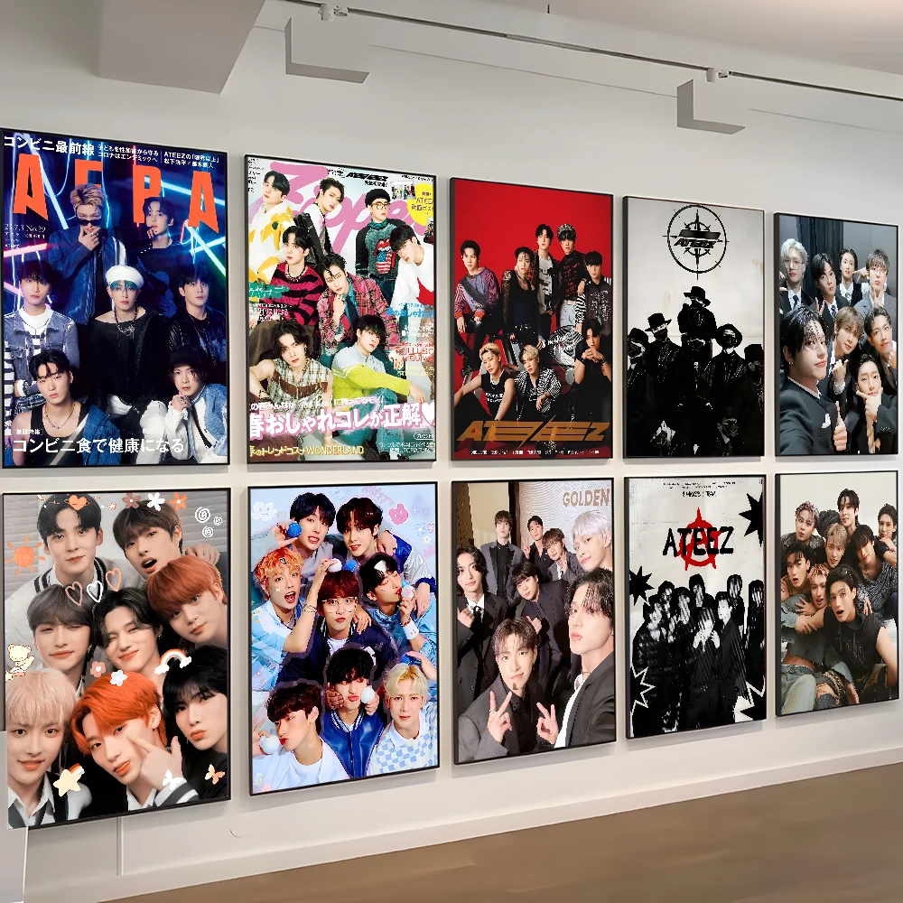 A-ATEEZ KPOP Whitepaper Poster HD Quality Poster Wall Art Painting Study Room Wall Decor