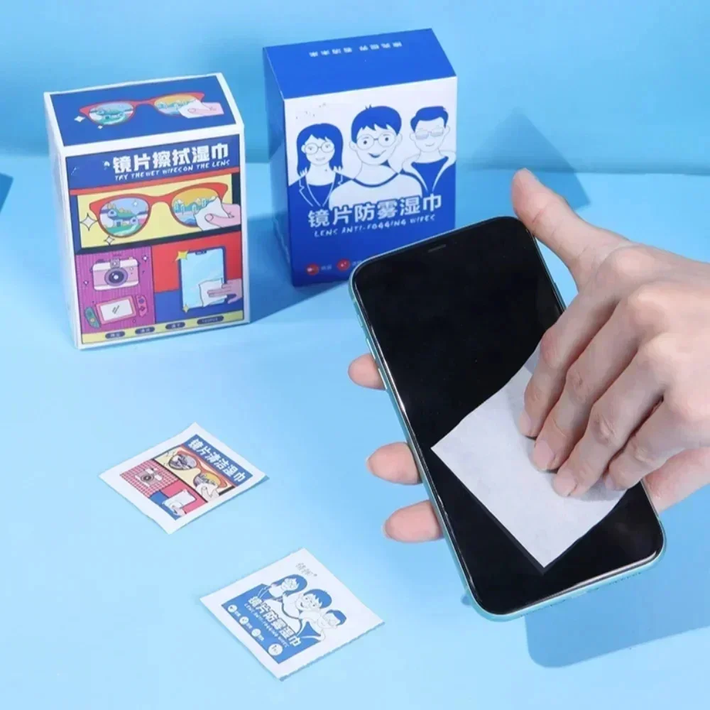 Disposable Anti-fog Eyeglass Cleaning Wipes Suitable for Eyeglasses Smartphones Tablet Screens No Residue Phone Screen Cleaning