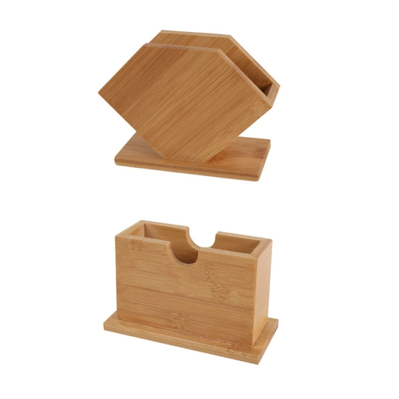 Bamboo Tissue Box Cube Fan Draw Paper Napkin Holder Boxes