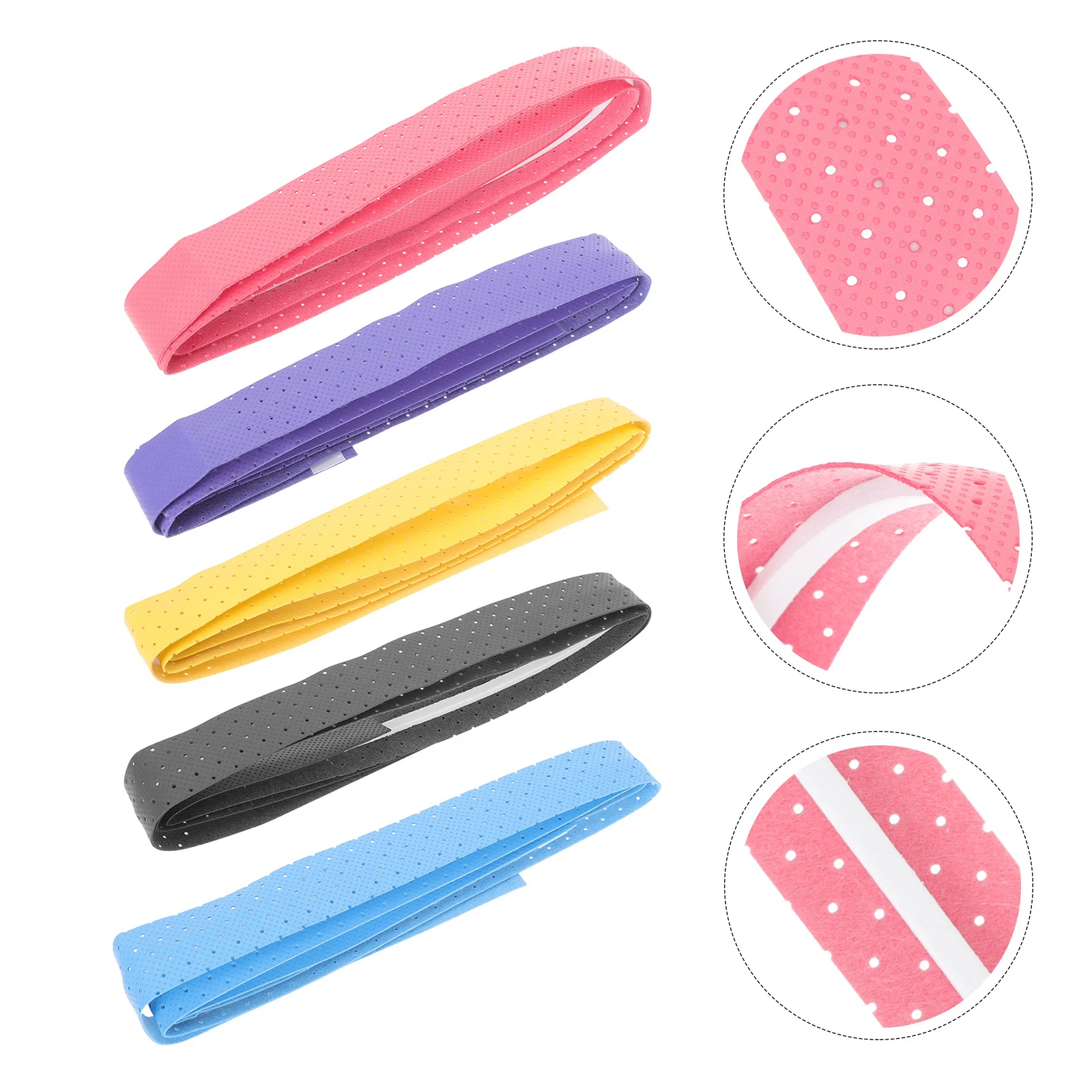 

5pcs Absorbent Sweatband For Tennis Racket Badminton Grip Handle Wrapping Anti-Slip Reusable Lightweight Stretchable Sports