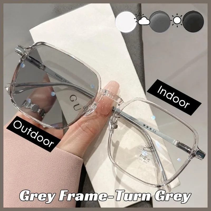 Weitsichtige Anti-Blaulicht-Brille, durchscheinende, verfärbte Lesebrille, abgestufte photochrome Lesebrille 0-+400 – Detail 4