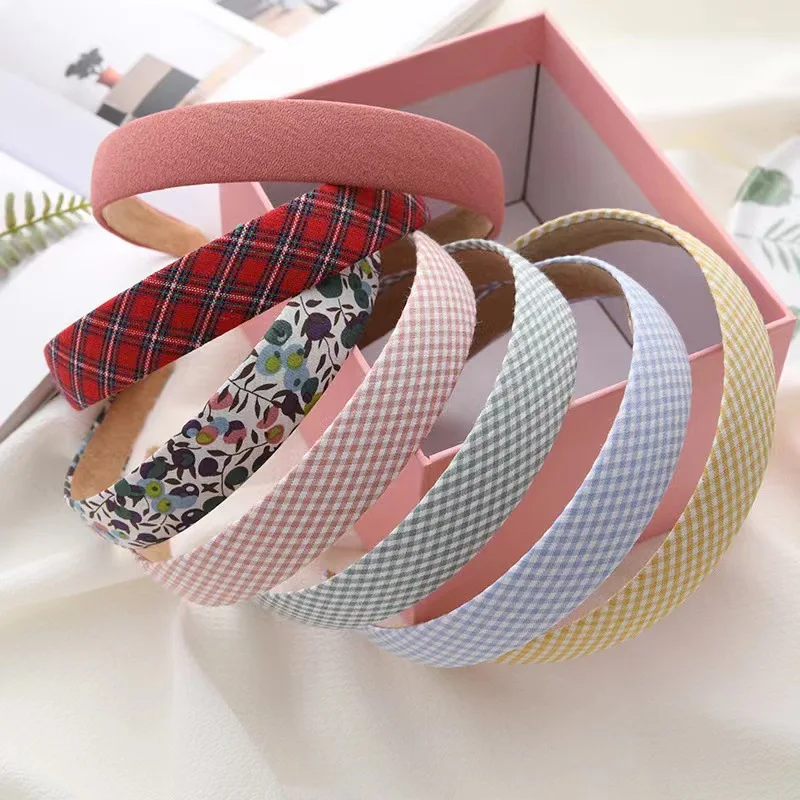 French Retro Girl Headband Fashion Cute Plaid Headband Floral Headband Female Hair Accessories