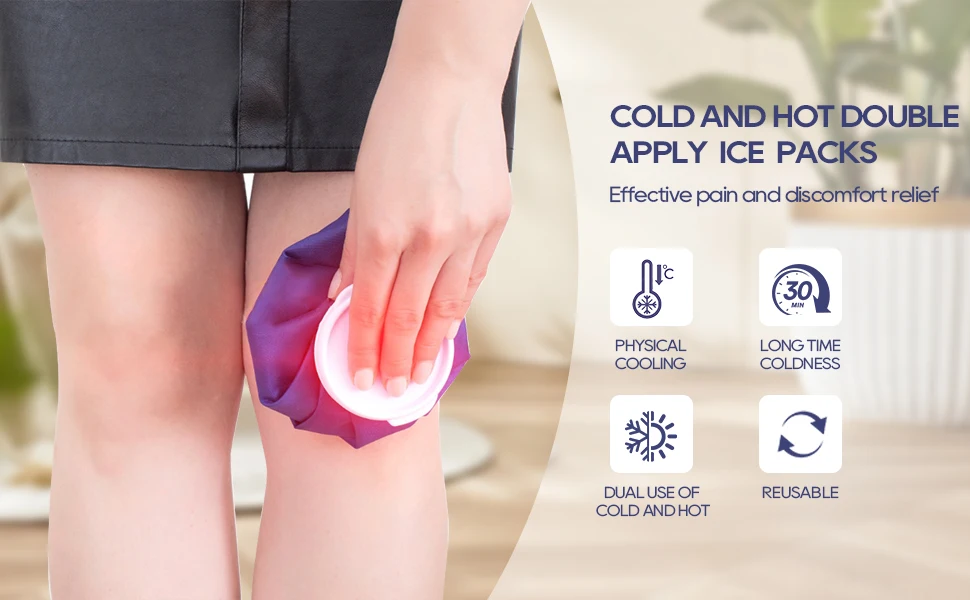 Atmungsaktives Material, Eisbeutel für Knie, Kopf, Beine, wiederverwendbar, verschiedene Größen, Kühltasche, medizinische Verletzungen, Pflege, Schmerzlinderung, Kältetherapie – Detail 1