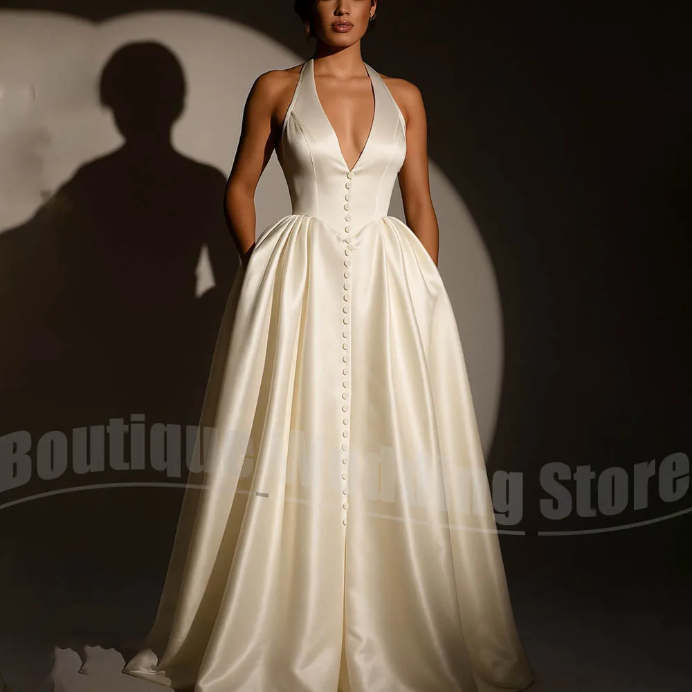 

Вечерние платья цвета слоновой кости с глубоким v-образным вырезом и пуговицами спереди Бальные платья Элегантные модные драпированные платья длиной до пола для выпускного вечера