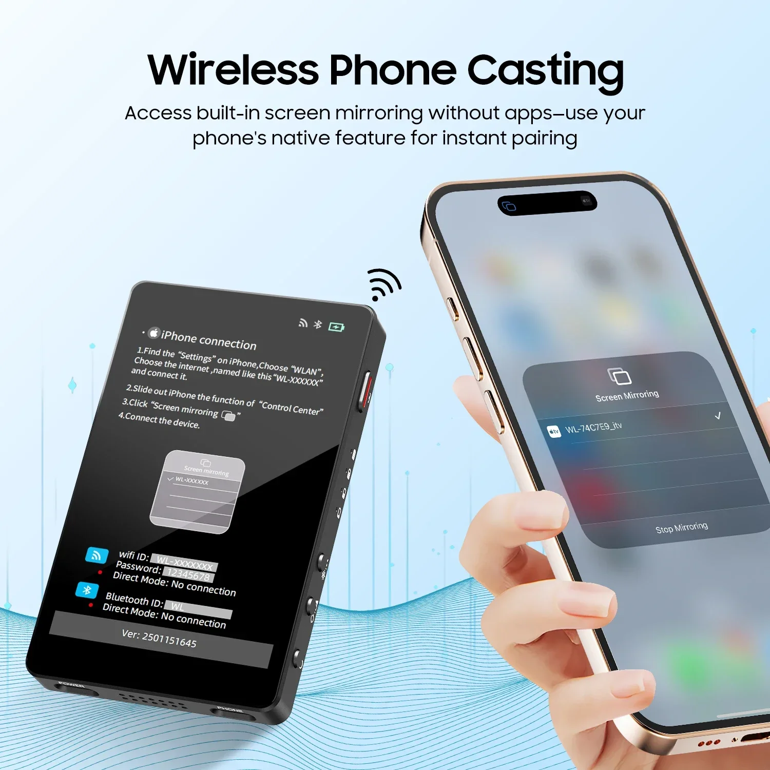 Monitor Selfie Nirkabel Magnetik 1500mAh, Berbagi Layar untuk iPhone Android Smartphone, Kamera Belakang, Vlog, Rekam Video, Selfie