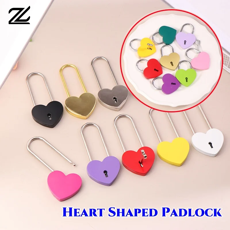 1PC Vintage Heart Shaped Padlock Small With Key Anti-theft Padlock Cute Travel Jewellery Box Diary Luggage Lock Accessories