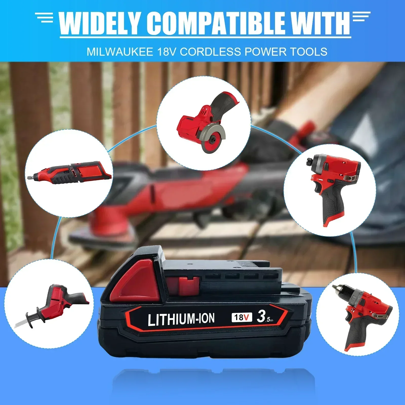 3500mAh Battery For Milwaukee M18 18V 48-11-1815 48-11-1820  48-11-1840 48-11-1841 48-11-1850 Cordless Power Tools Battery