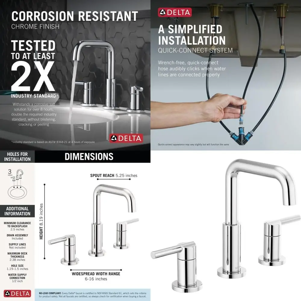 

8 Inch Widespread Bathroom Sink Faucet with Push-Pop Drain, Chrome Finish