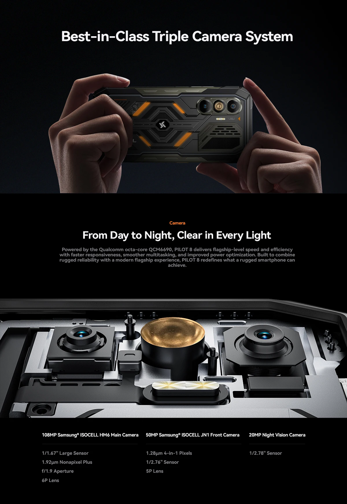Global Version Blackview Oscal Pilot 8 Rugged Smartphon Android 16 QCM6690 Octa Core 6.83" Display 12GB+256GB 108MP Mobile Phone