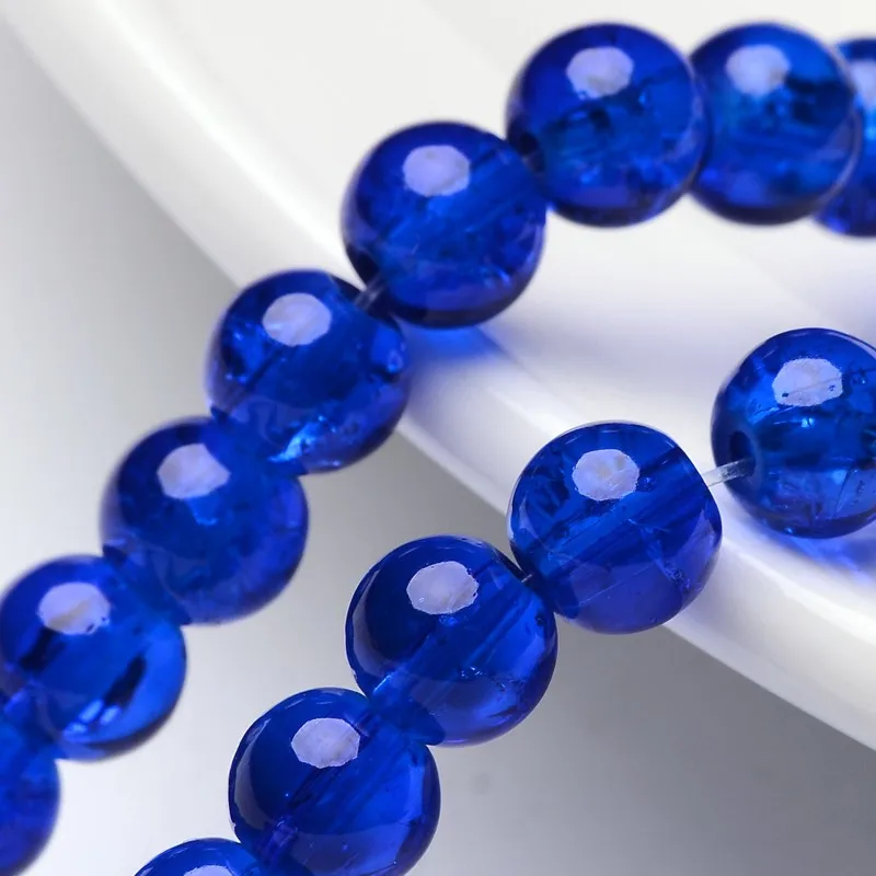 1Strand Crackle Glass Beads Strands Round Blue 6mm Hole: 1.3~1.6mm about 133pcs/strand 31.4 inch